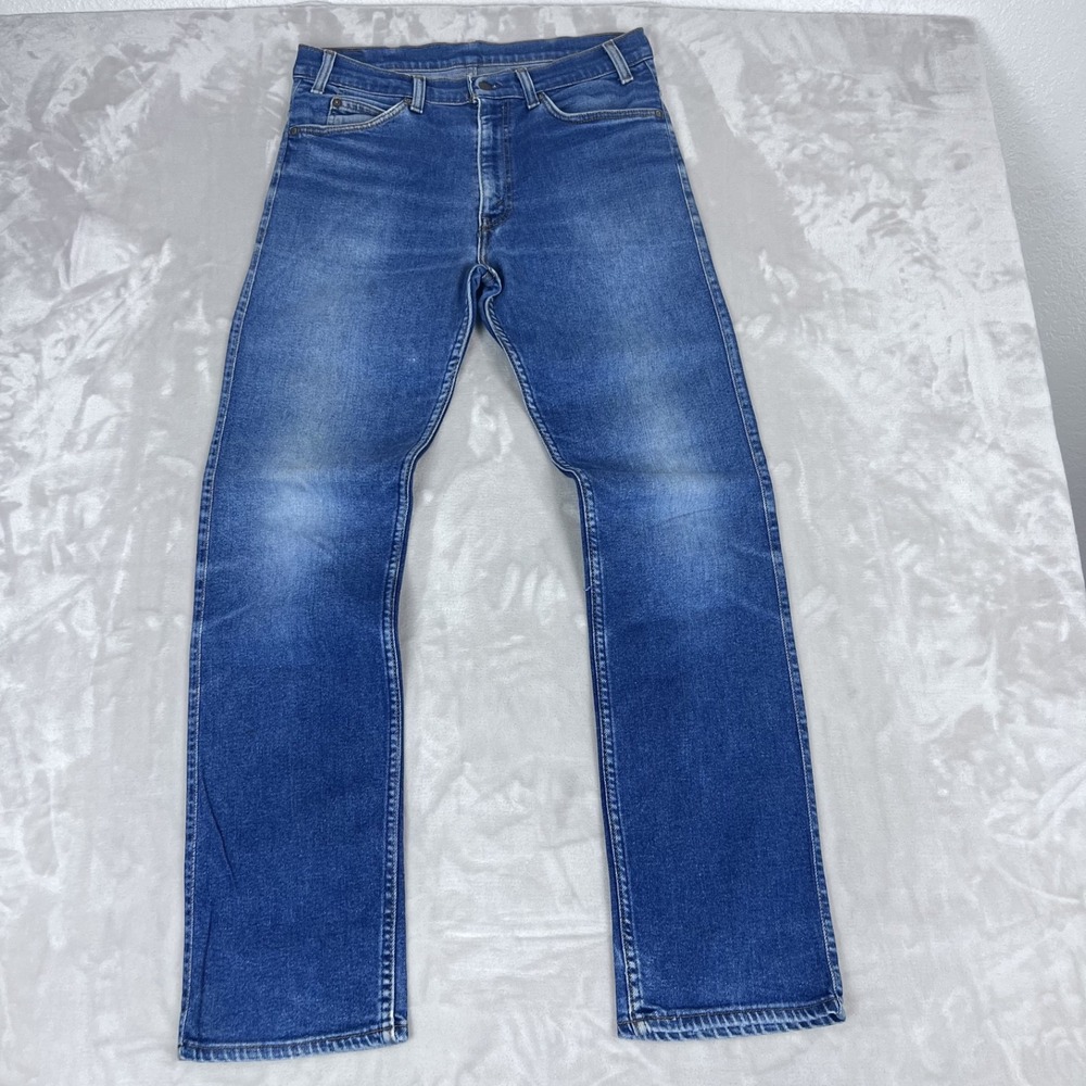 Vintage Levis Mens 32x32 Blue Denim Straight Leg Talon Zip 80s Americana Western